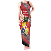 Personalised Tonga Language Week Tank Maxi Dress Malo e Lelei Tongan Ngatu Pattern - Red LT14 Women Red - Polynesian Pride