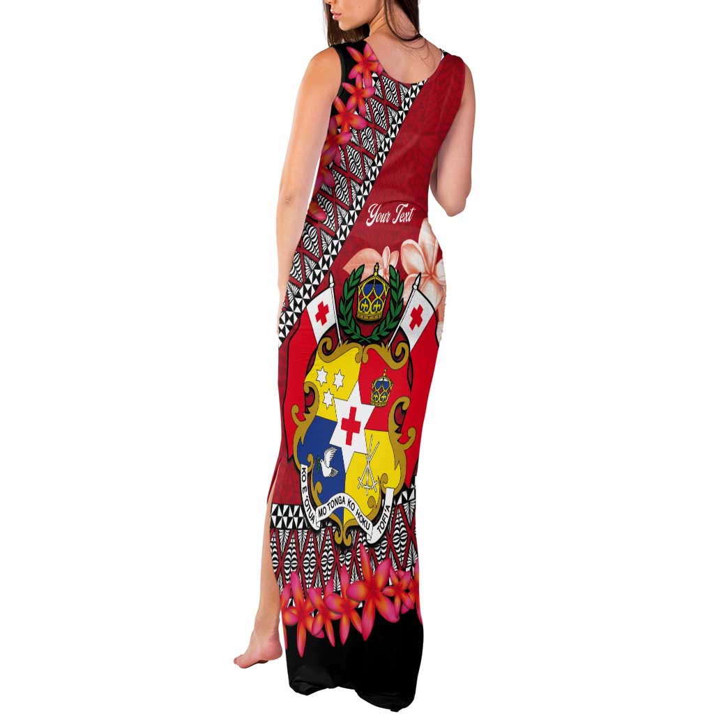 Personalised Tonga Language Week Tank Maxi Dress Malo e Lelei Tongan Ngatu Pattern - Red LT14 - Polynesian Pride