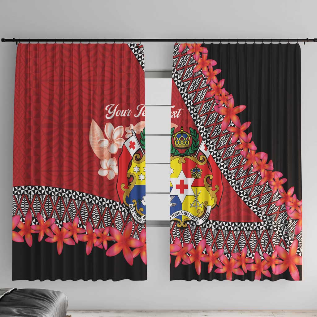 Personalised Tonga Language Week Window Curtain Malo e Lelei Tongan Ngatu Pattern - Red LT14 With Hooks Red - Polynesian Pride