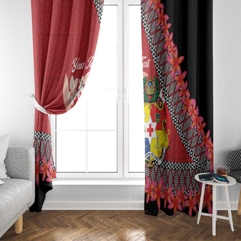 Personalised Tonga Language Week Window Curtain Malo e Lelei Tongan Ngatu Pattern - Red LT14 - Polynesian Pride