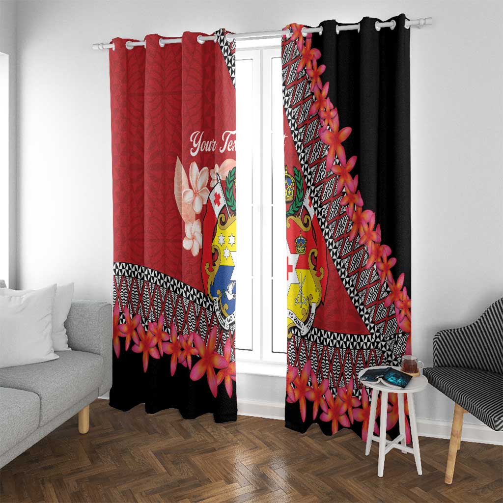 Personalised Tonga Language Week Window Curtain Malo e Lelei Tongan Ngatu Pattern - Red LT14 With Grommets Red - Polynesian Pride