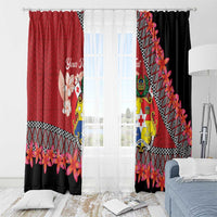 Personalised Tonga Language Week Window Curtain Malo e Lelei Tongan Ngatu Pattern - Red LT14 - Polynesian Pride