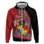 Personalised Tonga Language Week Zip Hoodie Malo e Lelei Tongan Ngatu Pattern - Red