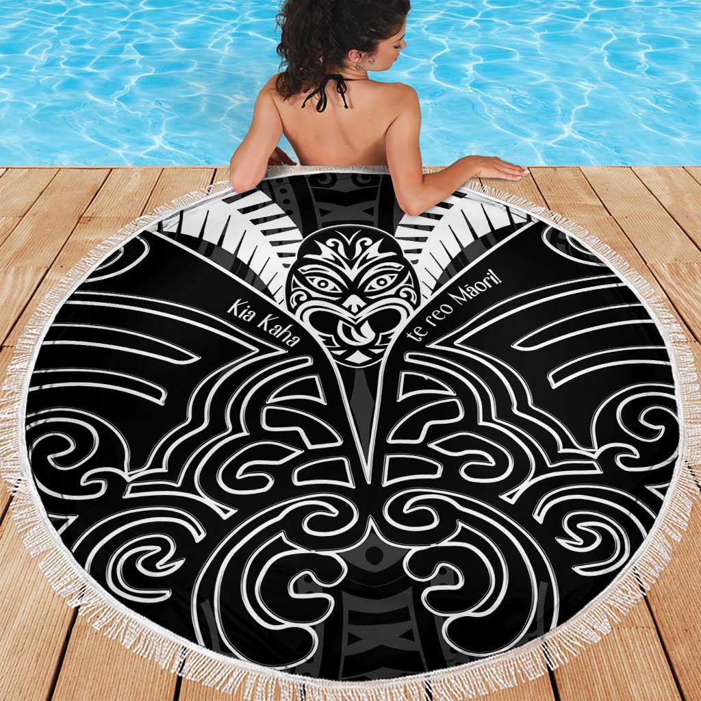 Kia Kaha Te Reo Maori Beach Blanket Aotearoa Hei Tiki With Hongi LT14 - Polynesian Pride