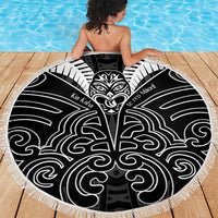Kia Kaha Te Reo Maori Beach Blanket Aotearoa Hei Tiki With Hongi LT14 - Polynesian Pride