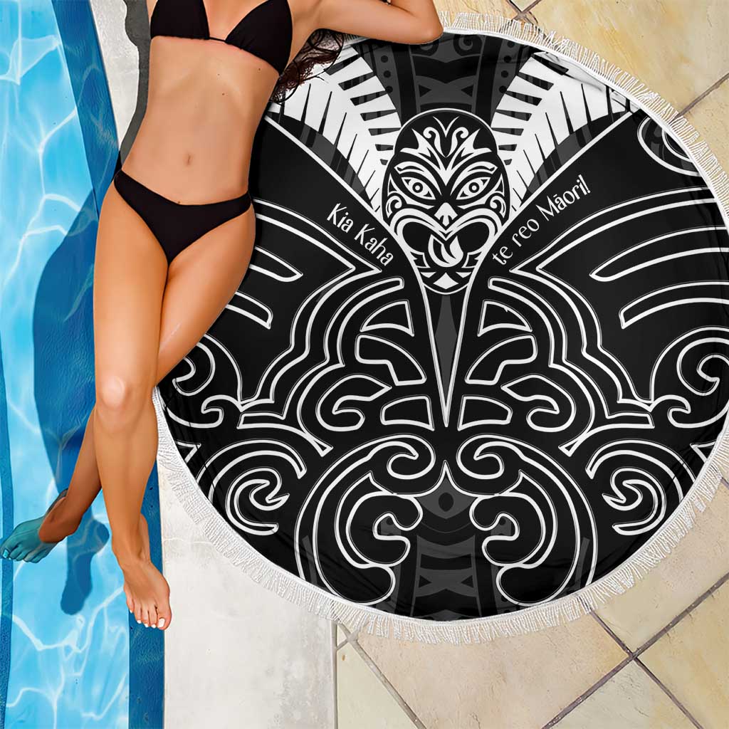 Kia Kaha Te Reo Maori Beach Blanket Aotearoa Hei Tiki With Hongi LT14 - Polynesian Pride