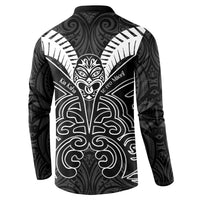 Kia Kaha Te Reo Maori Button Sweatshirt Aotearoa Hei Tiki With Hongi LT14 - Polynesian Pride