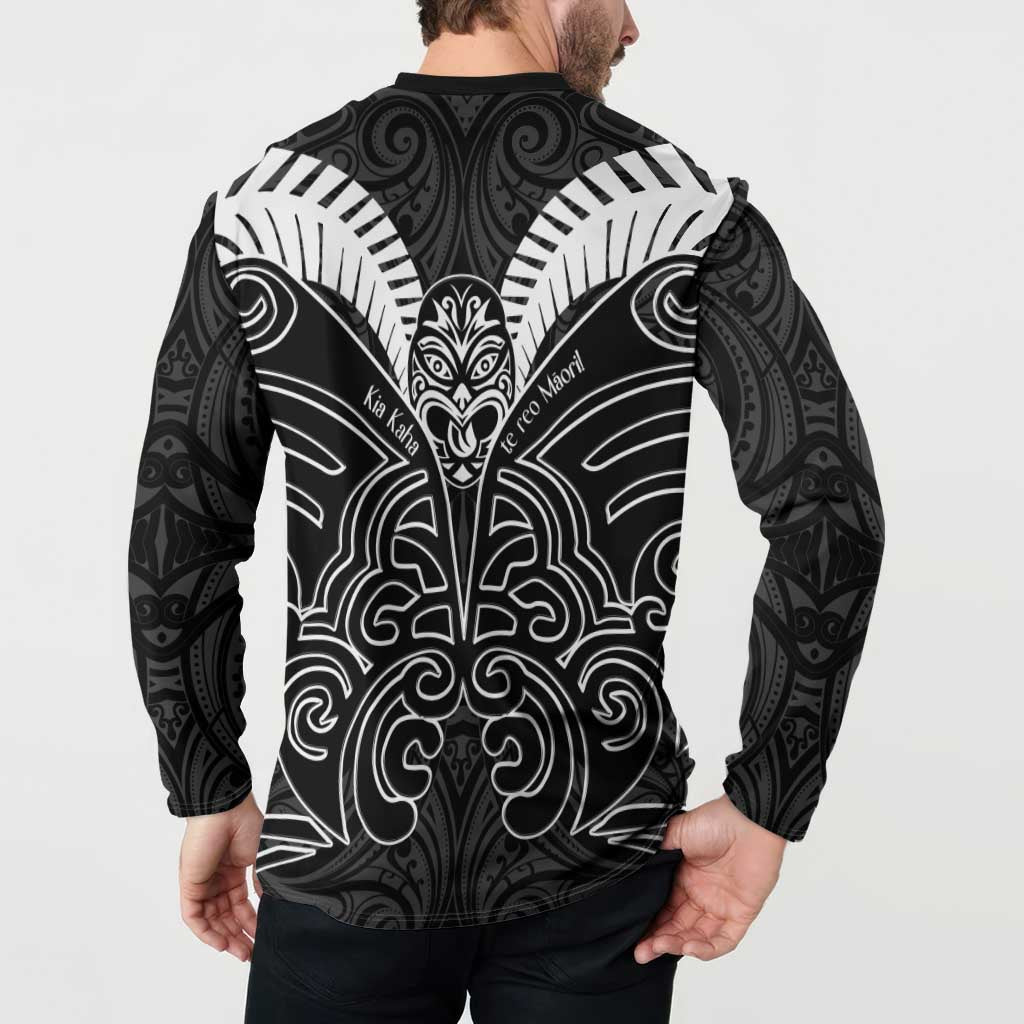 Kia Kaha Te Reo Maori Button Sweatshirt Aotearoa Hei Tiki With Hongi LT14 - Polynesian Pride