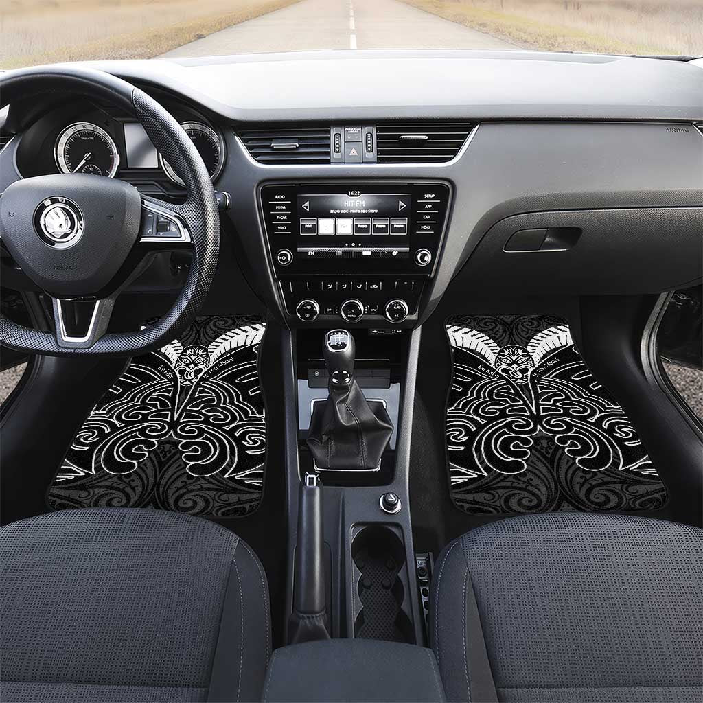 Kia Kaha Te Reo Maori Car Mats Aotearoa Hei Tiki With Hongi LT14 Set 2pcs - Front Black - Polynesian Pride
