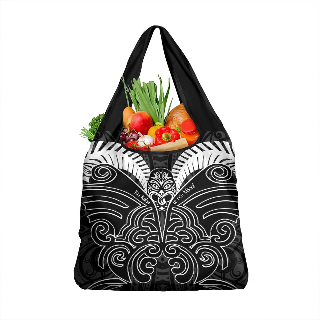 Kia Kaha Te Reo Maori Grocery Bag Aotearoa Hei Tiki With Hongi LT14 1-pack One Size Black - Polynesian Pride