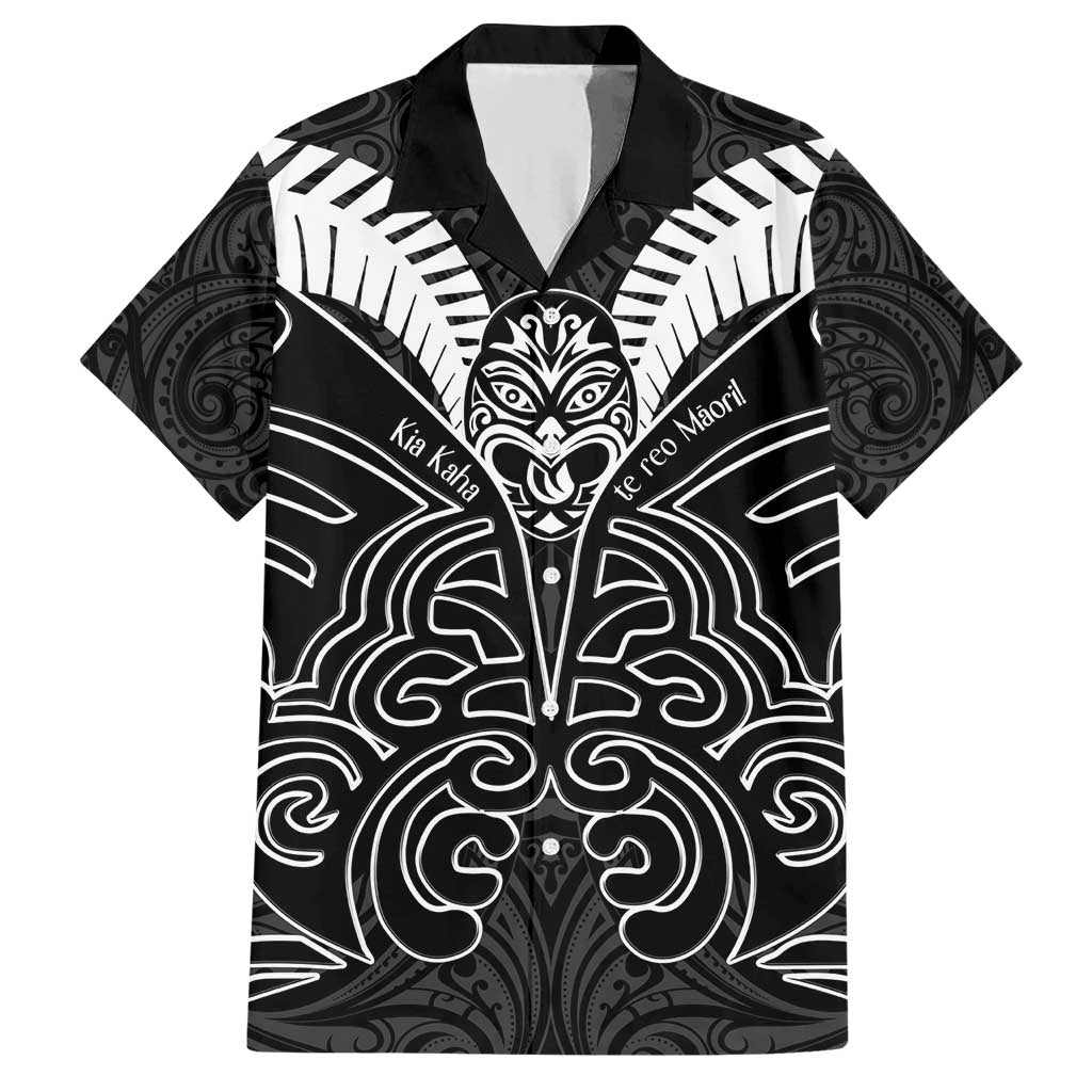 Kia Kaha Te Reo Maori Hawaiian Shirt Aotearoa Hei Tiki With Hongi LT14 Black - Polynesian Pride