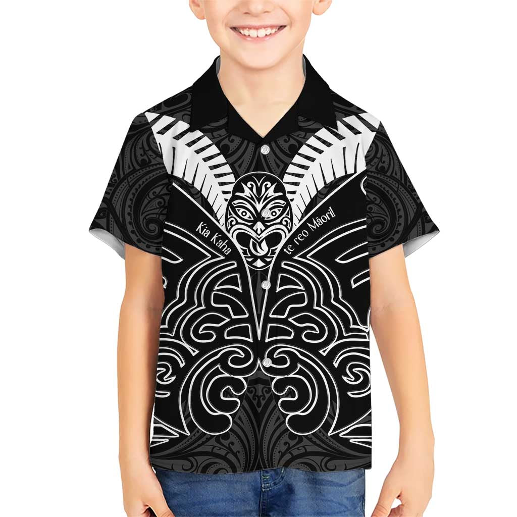 Kia Kaha Te Reo Maori Kid Hawaiian Shirt Aotearoa Hei Tiki With Hongi