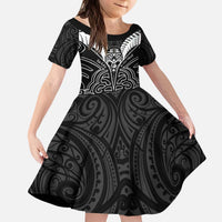 Kia Kaha Te Reo Maori Kid Short Sleeve Dress Aotearoa Hei Tiki With Hongi