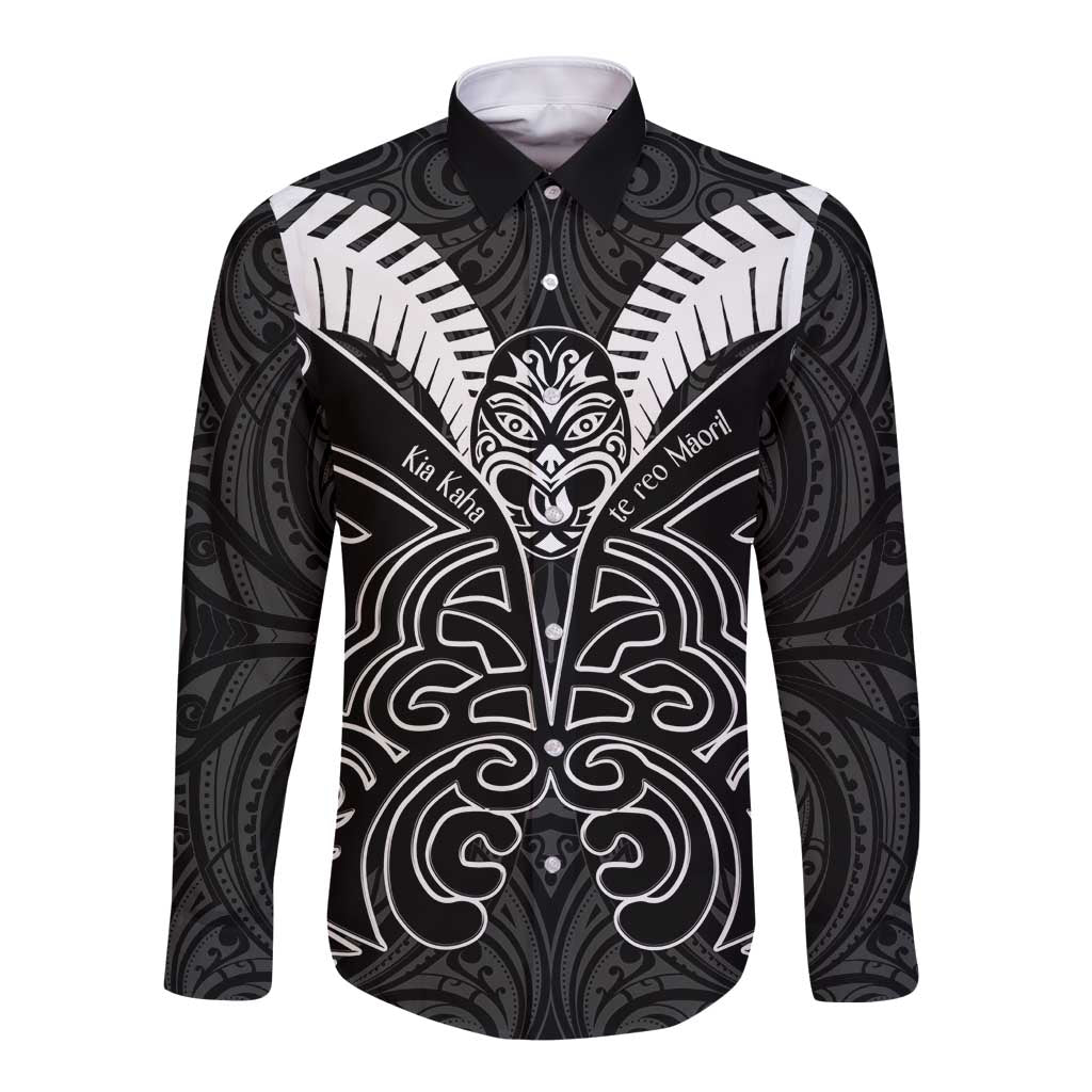 Kia Kaha Te Reo Maori Long Sleeve Button Shirt Aotearoa Hei Tiki With Hongi