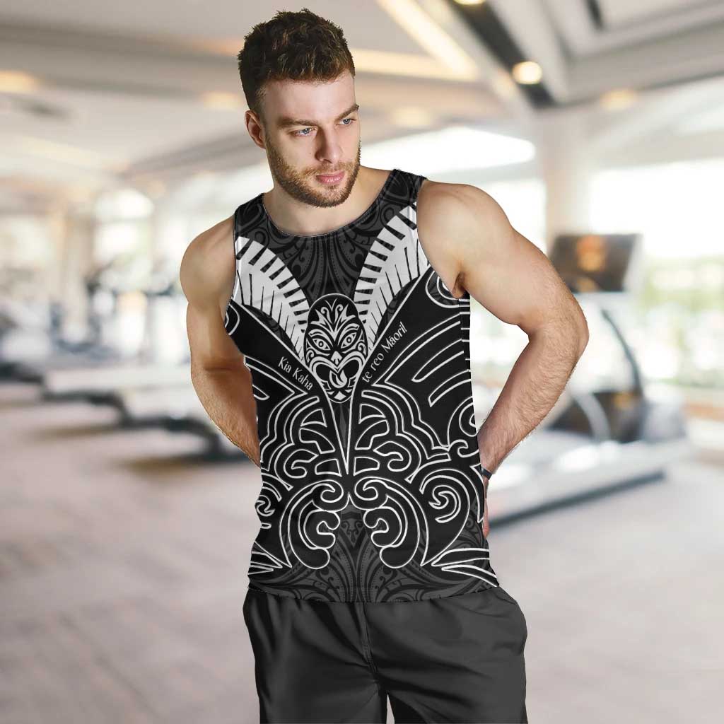 Kia Kaha Te Reo Maori Men Tank Top Aotearoa Hei Tiki With Hongi LT14 Black - Polynesian Pride