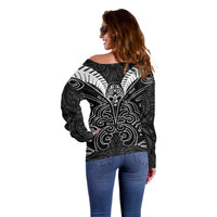 Kia Kaha Te Reo Maori Off Shoulder Sweater Aotearoa Hei Tiki With Hongi
