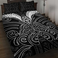 Kia Kaha Te Reo Maori Quilt Bed Set Aotearoa Hei Tiki With Hongi LT14 Black - Polynesian Pride