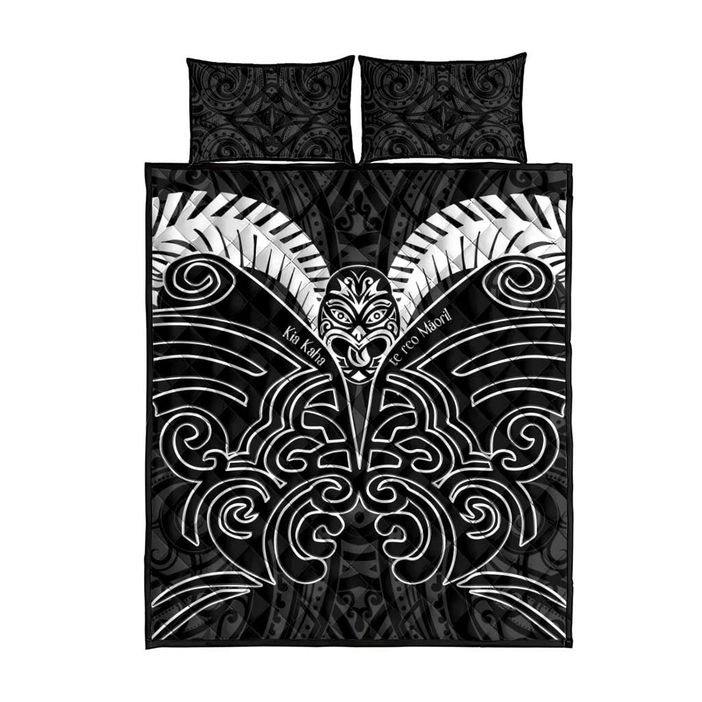 Kia Kaha Te Reo Maori Quilt Bed Set Aotearoa Hei Tiki With Hongi LT14 - Polynesian Pride