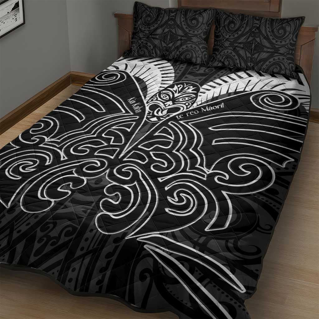 Kia Kaha Te Reo Maori Quilt Bed Set Aotearoa Hei Tiki With Hongi LT14 - Polynesian Pride