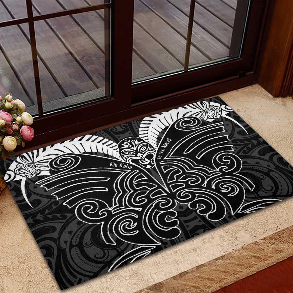 Kia Kaha Te Reo Maori Rubber Doormat Aotearoa Hei Tiki With Hongi LT14 - Polynesian Pride