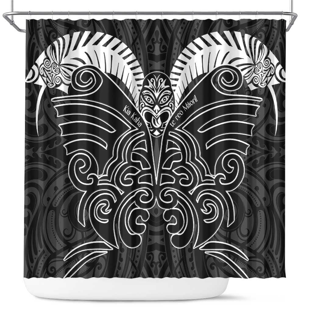 Kia Kaha Te Reo Maori Shower Curtain Aotearoa Hei Tiki With Hongi