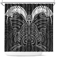 Kia Kaha Te Reo Maori Shower Curtain Aotearoa Hei Tiki With Hongi