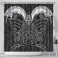 Kia Kaha Te Reo Maori Shower Curtain Aotearoa Hei Tiki With Hongi