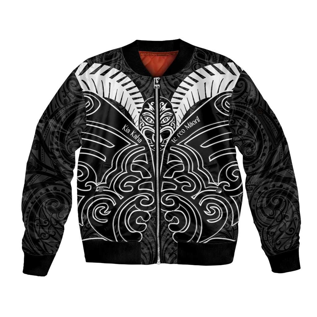 Kia Kaha Te Reo Maori Sleeve Zip Bomber Jacket Aotearoa Hei Tiki With Hongi