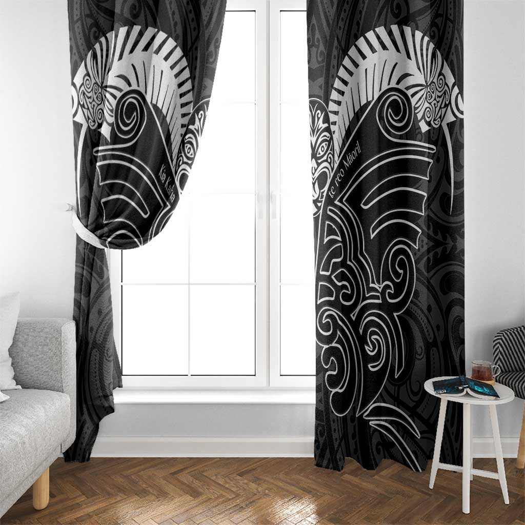 Kia Kaha Te Reo Maori Window Curtain Aotearoa Hei Tiki With Hongi LT14 - Polynesian Pride