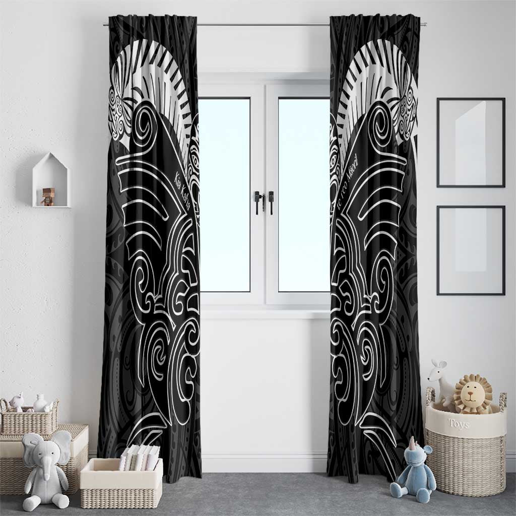 Kia Kaha Te Reo Maori Window Curtain Aotearoa Hei Tiki With Hongi LT14 - Polynesian Pride