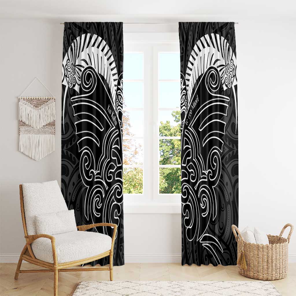 Kia Kaha Te Reo Maori Window Curtain Aotearoa Hei Tiki With Hongi LT14 - Polynesian Pride