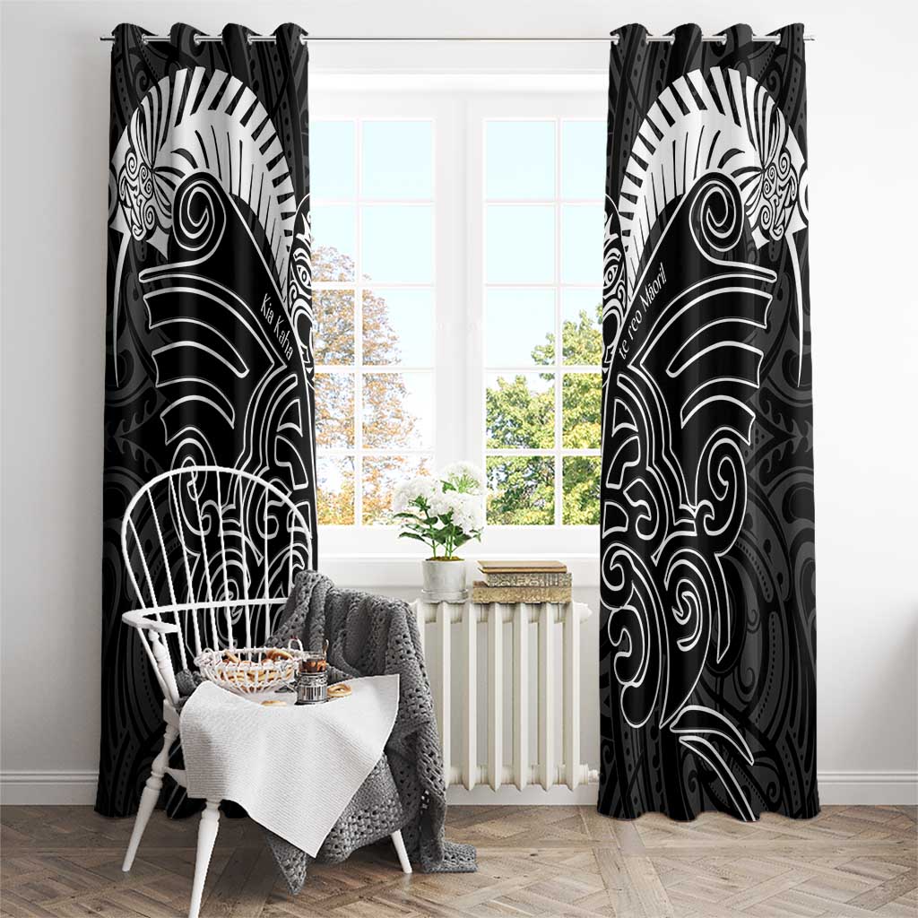 Kia Kaha Te Reo Maori Window Curtain Aotearoa Hei Tiki With Hongi LT14 - Polynesian Pride
