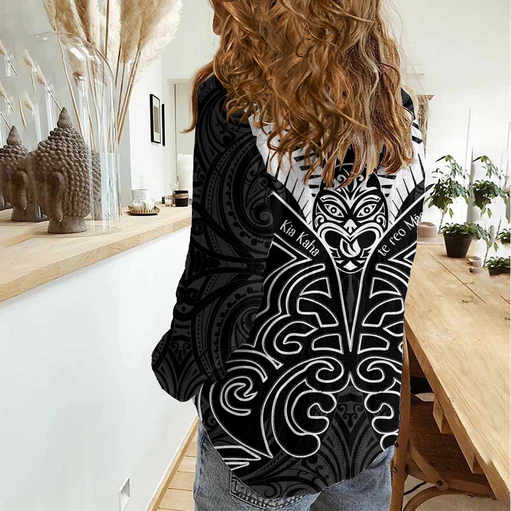 Kia Kaha Te Reo Maori Women Casual Shirt Aotearoa Hei Tiki With Hongi