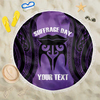 Personalised New Zealand Suffrage Day Beach Blanket Maori Tattoo Galaxy Vibe LT14 One Size 150cm Purple - Polynesian Pride