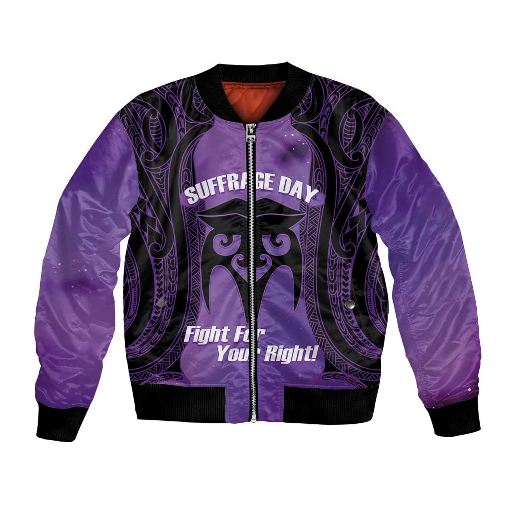 Personalised New Zealand Suffrage Day Bomber Jacket Maori Tattoo Galaxy Vibe - Polynesian Pride