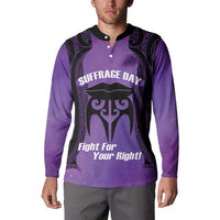 Personalised New Zealand Suffrage Day Button Sweatshirt Maori Tattoo Galaxy Vibe - Polynesian Pride