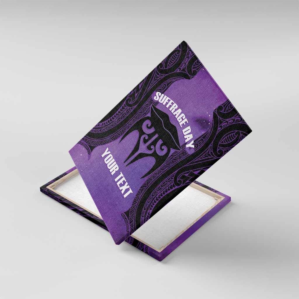 Personalised New Zealand Suffrage Day Canvas Wall Art Maori Tattoo Galaxy Vibe LT14 With Frame Purple - Polynesian Pride