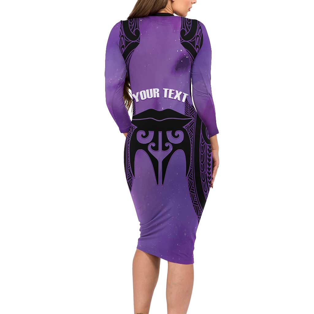 Personalised New Zealand Suffrage Day Family Matching Long Sleeve Bodycon Dress and Hawaiian Shirt Maori Tattoo Galaxy Vibe - Polynesian Pride