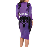 Personalised New Zealand Suffrage Day Family Matching Long Sleeve Bodycon Dress and Hawaiian Shirt Maori Tattoo Galaxy Vibe - Polynesian Pride