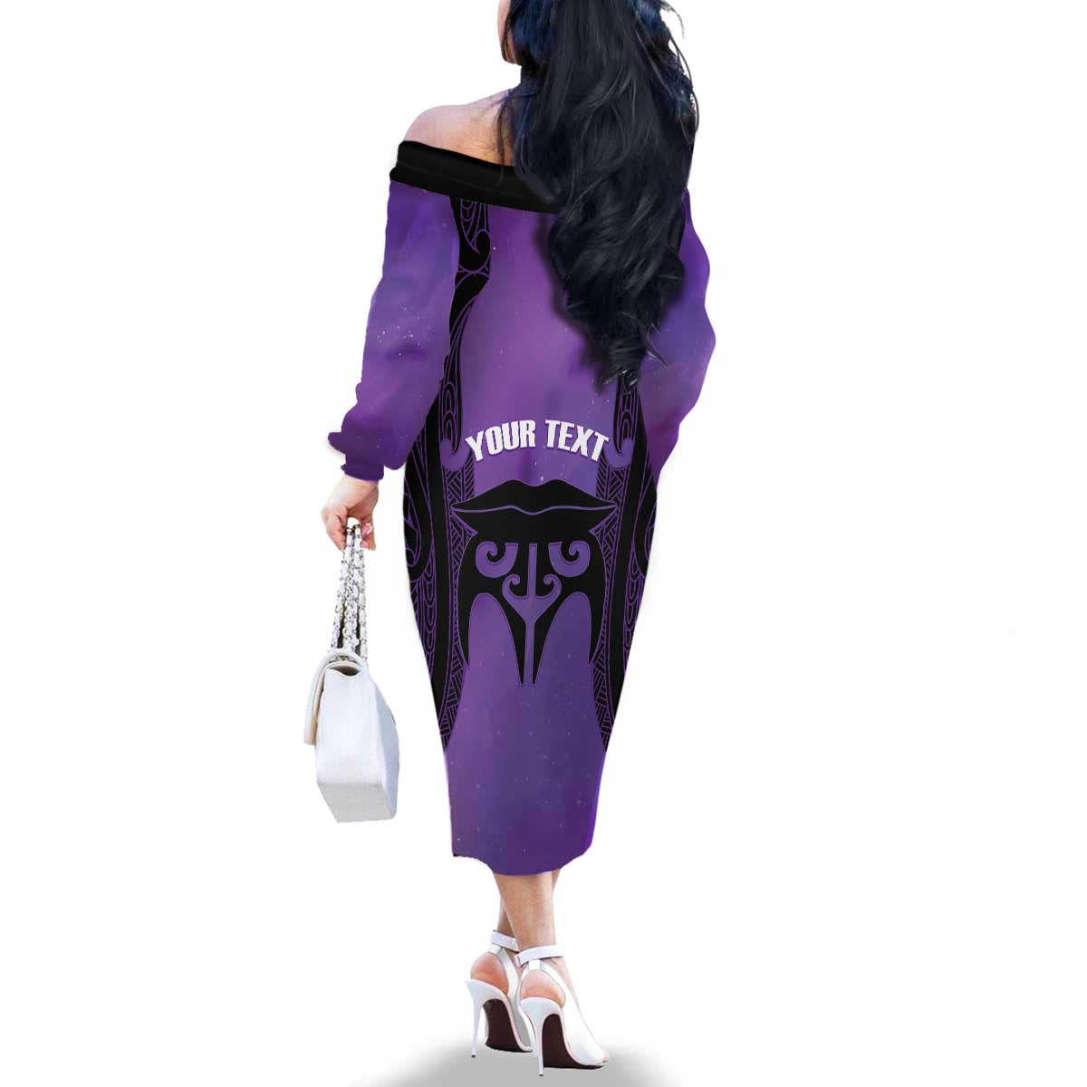 Personalised New Zealand Suffrage Day Family Matching Off The Shoulder Long Sleeve Dress and Hawaiian Shirt Maori Tattoo Galaxy Vibe - Polynesian Pride