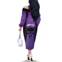 Personalised New Zealand Suffrage Day Family Matching Off The Shoulder Long Sleeve Dress and Hawaiian Shirt Maori Tattoo Galaxy Vibe - Polynesian Pride