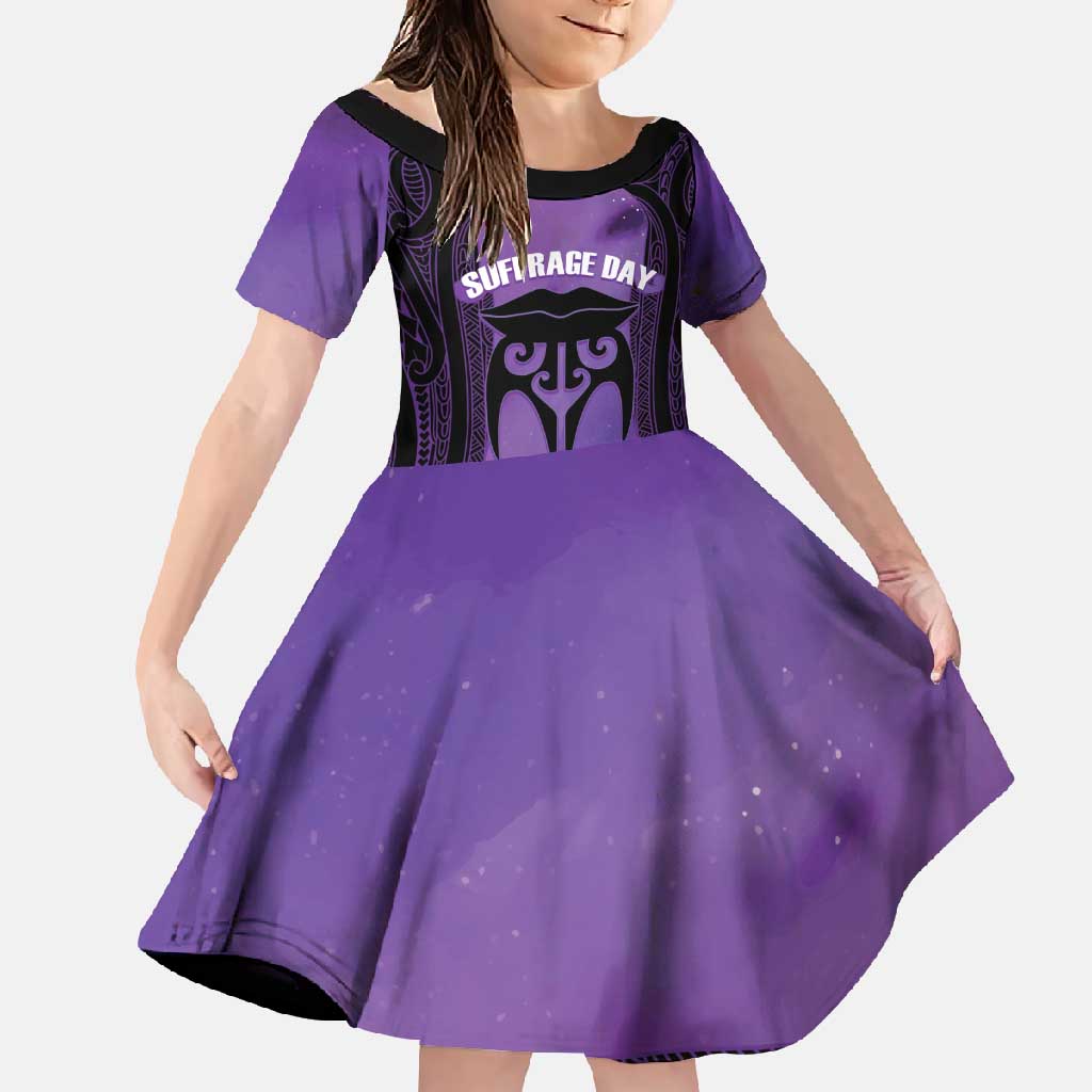 Personalised New Zealand Suffrage Day Family Matching Off Shoulder Maxi Dress and Hawaiian Shirt Maori Tattoo Galaxy Vibe - Polynesian Pride