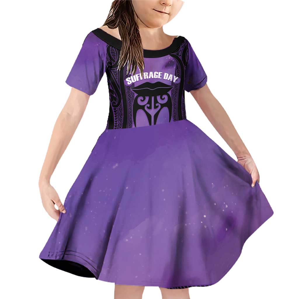 Personalised New Zealand Suffrage Day Family Matching Off Shoulder Short Dress and Hawaiian Shirt Maori Tattoo Galaxy Vibe - Polynesian Pride