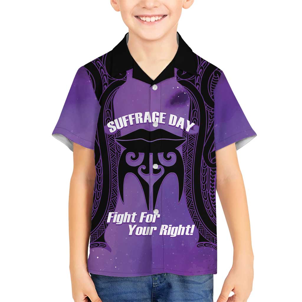 Personalised New Zealand Suffrage Day Family Matching Off Shoulder Short Dress and Hawaiian Shirt Maori Tattoo Galaxy Vibe - Polynesian Pride