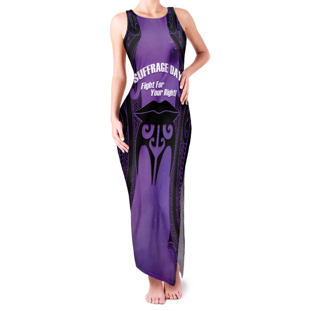 Personalised New Zealand Suffrage Day Family Matching Tank Maxi Dress and Hawaiian Shirt Maori Tattoo Galaxy Vibe - Polynesian Pride