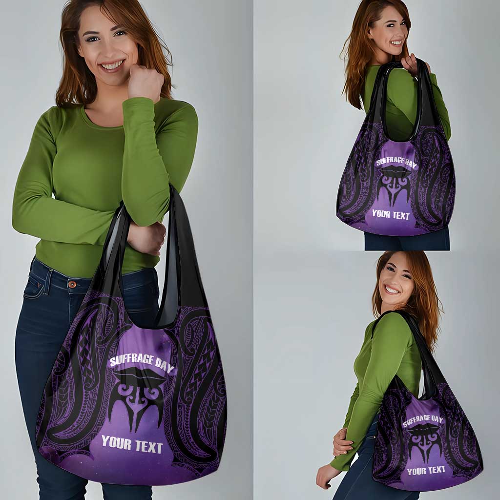 Personalised New Zealand Suffrage Day Grocery Bag Maori Tattoo Galaxy Vibe LT14 - Polynesian Pride