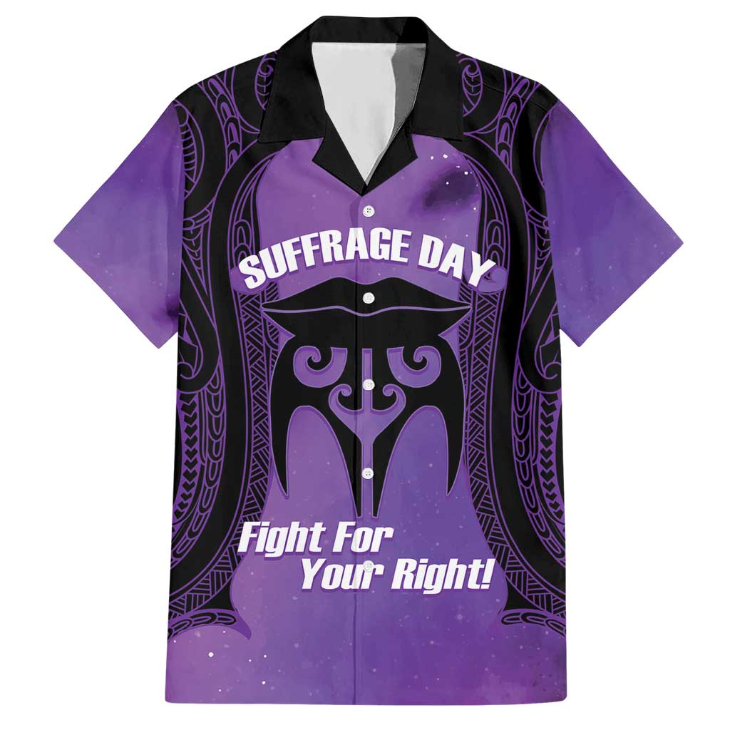 Personalised New Zealand Suffrage Day Hawaiian Shirt Maori Tattoo Galaxy Vibe LT14 Purple - Polynesian Pride