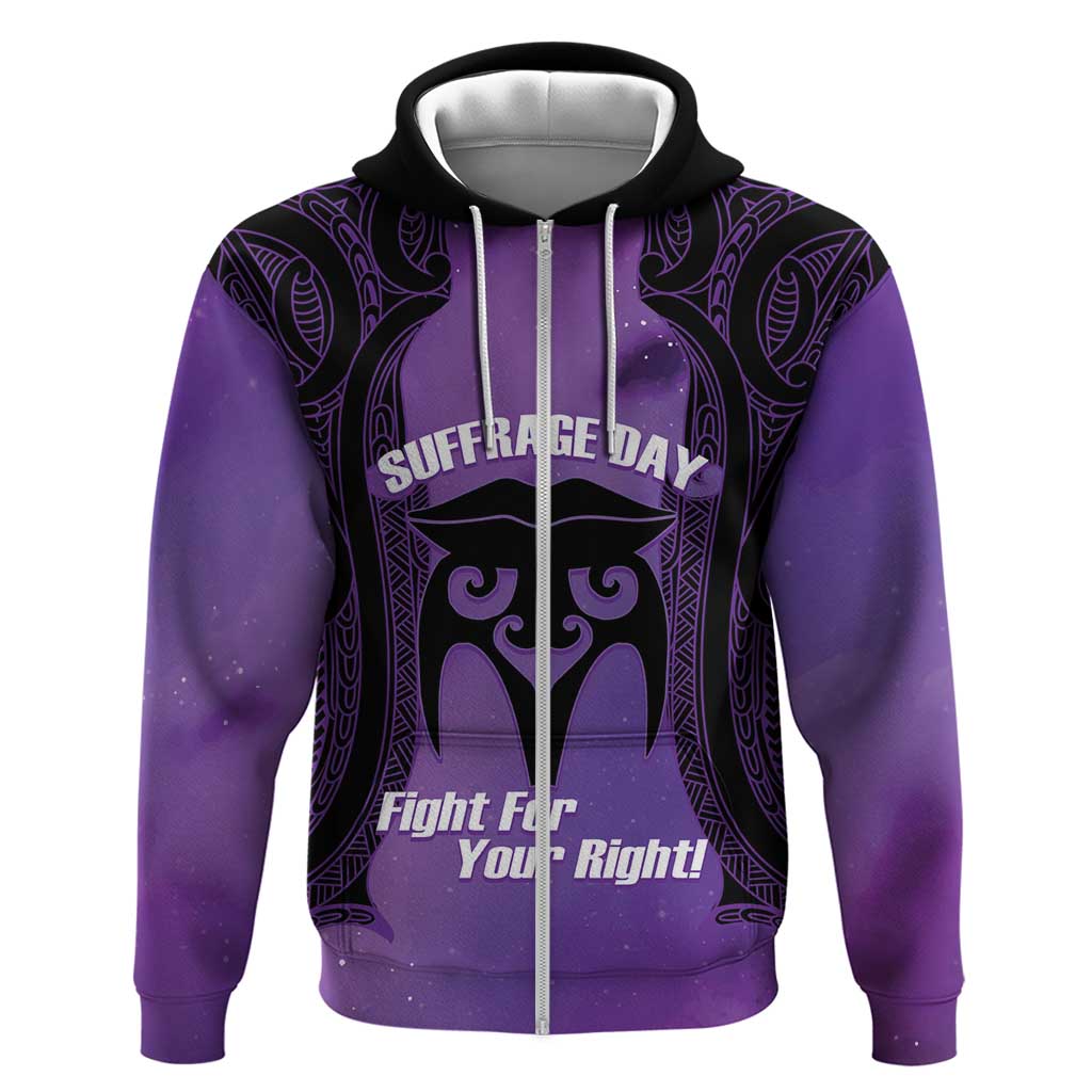 Personalised New Zealand Suffrage Day Hoodie Maori Tattoo Galaxy Vibe - Polynesian Pride
