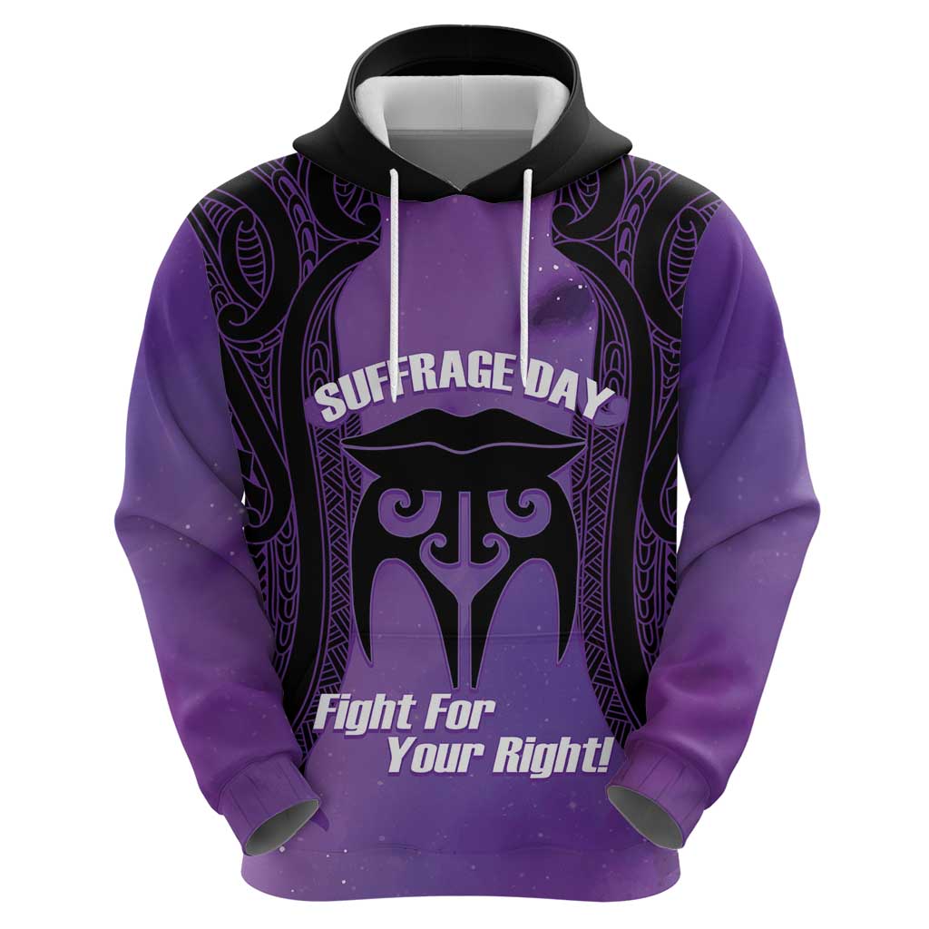Personalised New Zealand Suffrage Day Hoodie Maori Tattoo Galaxy Vibe - Polynesian Pride