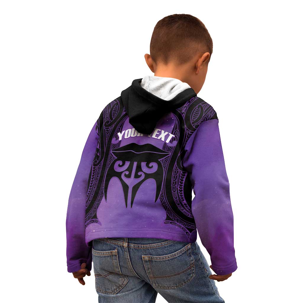 Personalised New Zealand Suffrage Day Kid Hoodie Maori Tattoo Galaxy Vibe - Polynesian Pride